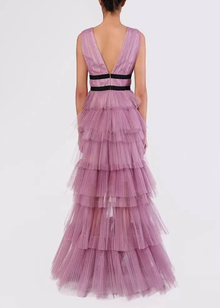 Lilac Ruffle Cocktail Dress