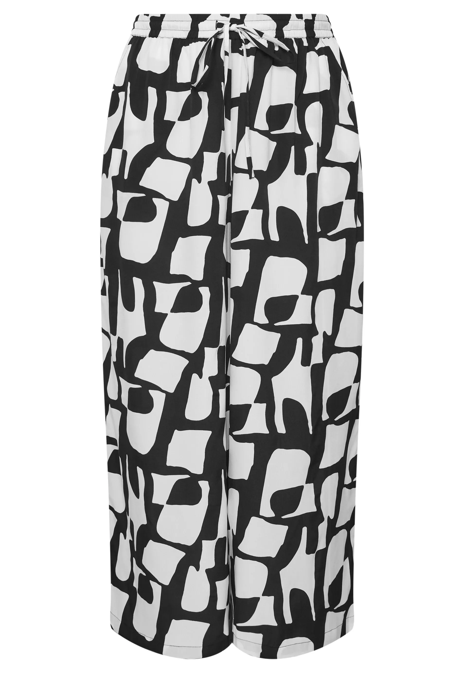 LIMITED COLLECTION Curve Black Abstract Print Drawstring Wide Leg Trousers