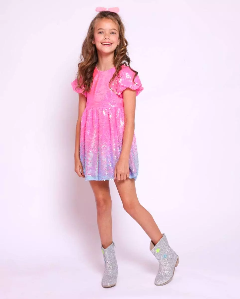 Lola and The Boys Bubble Gum Shimmer Sequin Dress