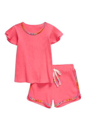 Lola and The Boys Candy Gem Bead Ruffle Set - Pink