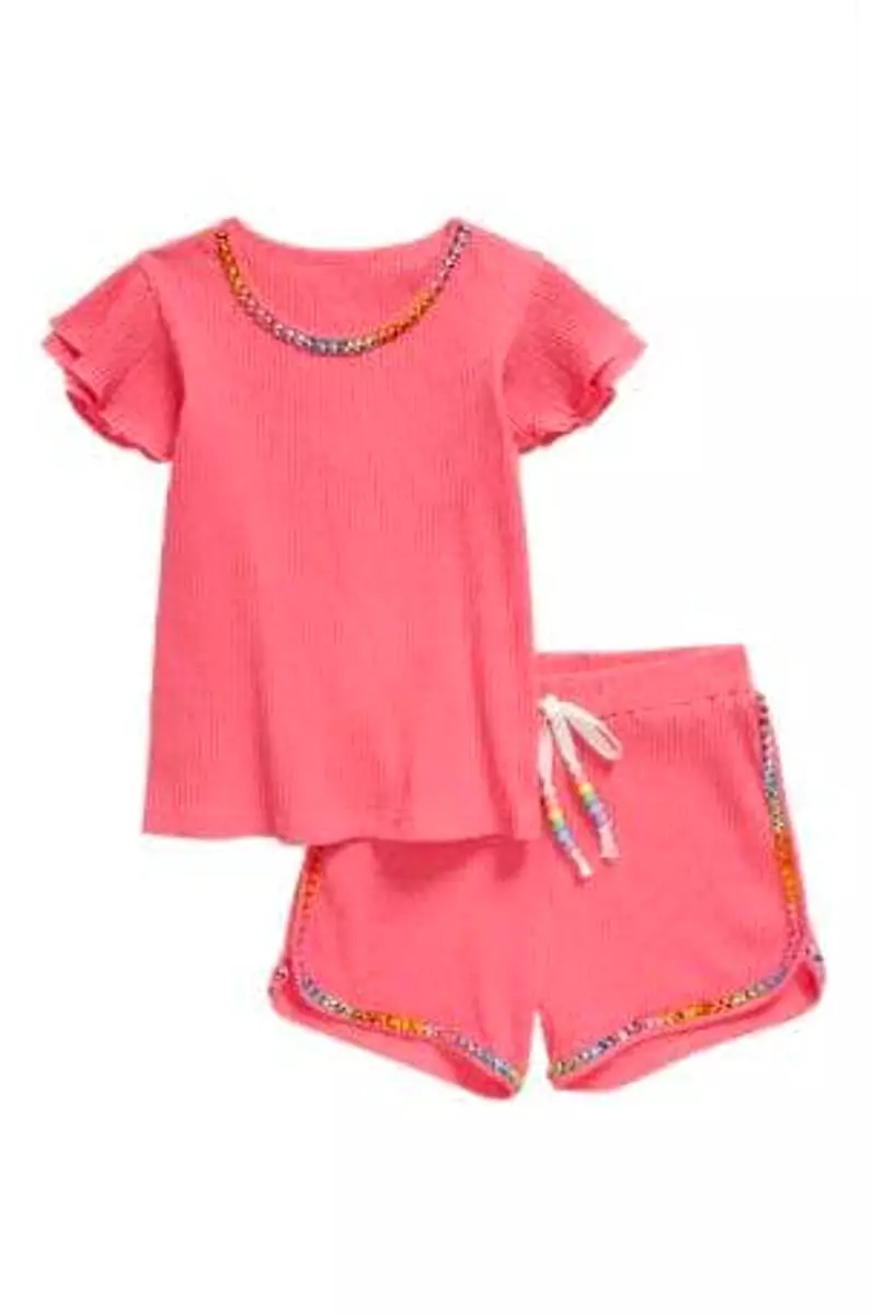 Lola and The Boys Candy Gem Bead Ruffle Set - Pink