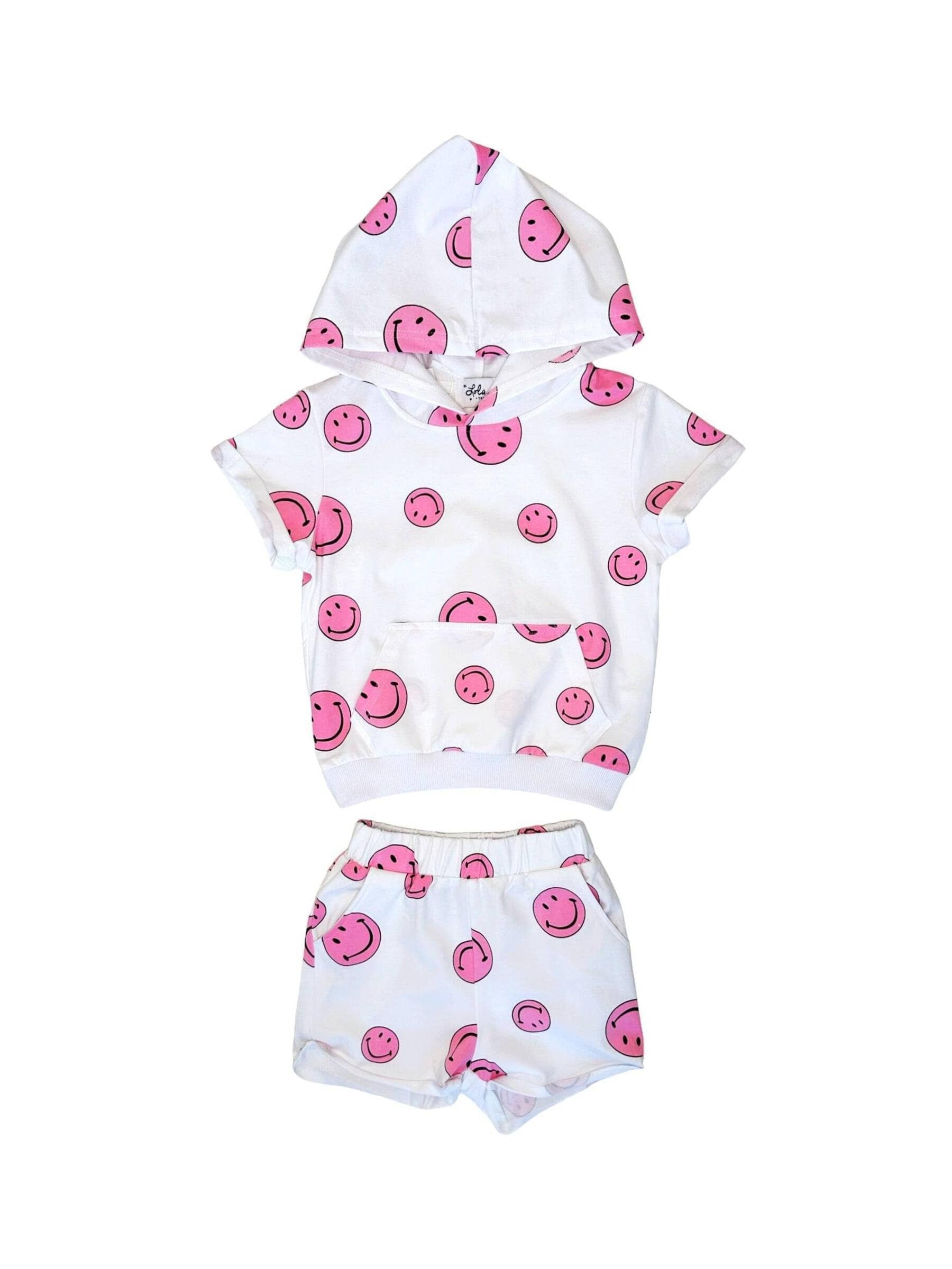 Lola and The Boys Pink Emoji Short Set