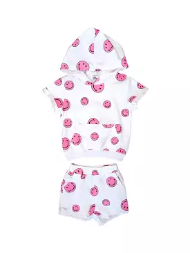 Lola and The Boys Pink Emoji Short Set