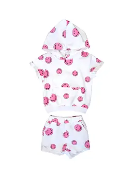 Lola and The Boys Pink Emoji Short Set