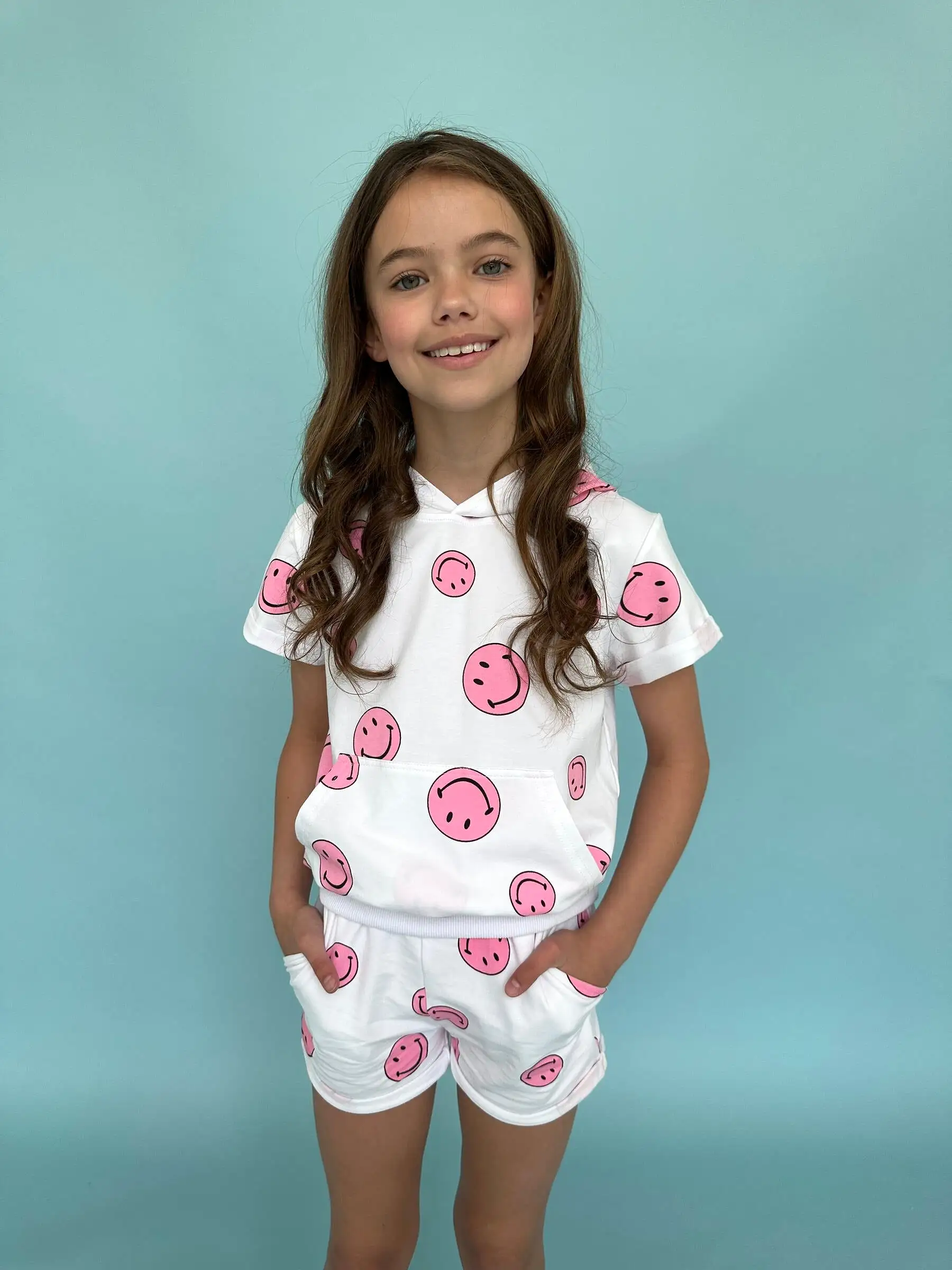 Lola and The Boys Pink Emoji Short Set