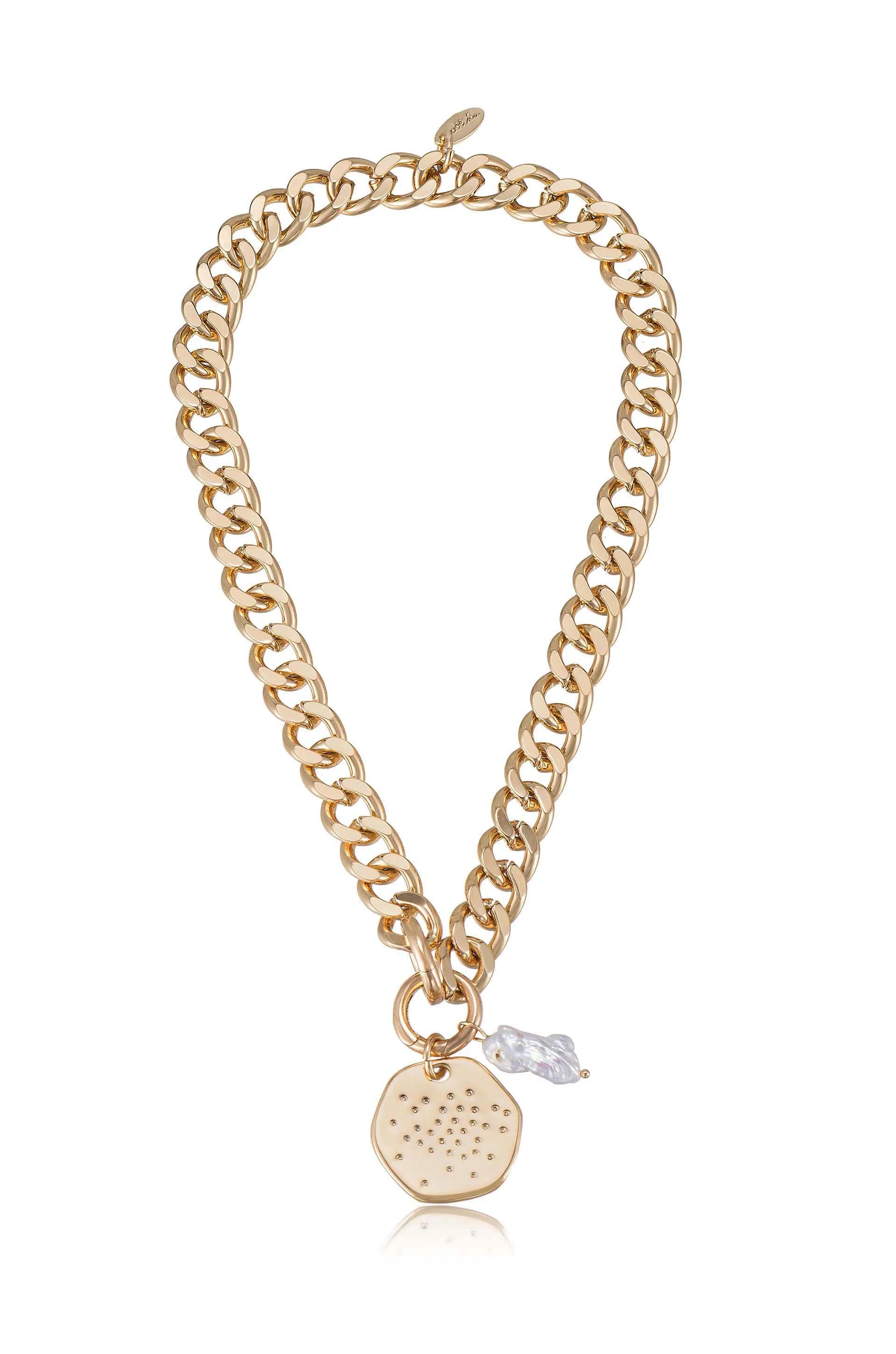 Lola Pearl and Medallion Chain Link Choker