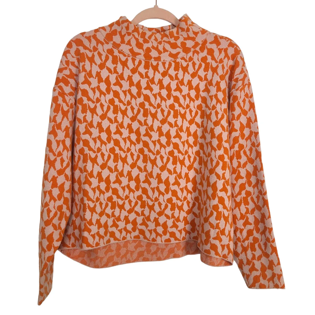 Maeve by Anthropologie Orange Printed Mock Neck Sweater- Size M (sold out online)