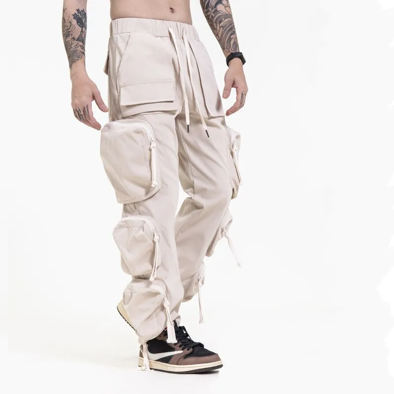 Men's Summer Hip-Hop Fashion Mid-Waist Multi-Pocket Cargo Pants