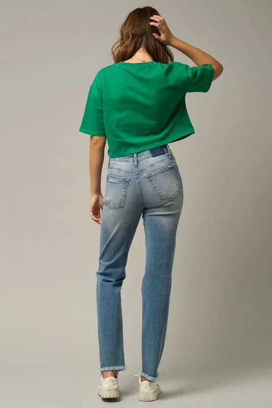 MID-RISE SLIM TAPERED JEANS