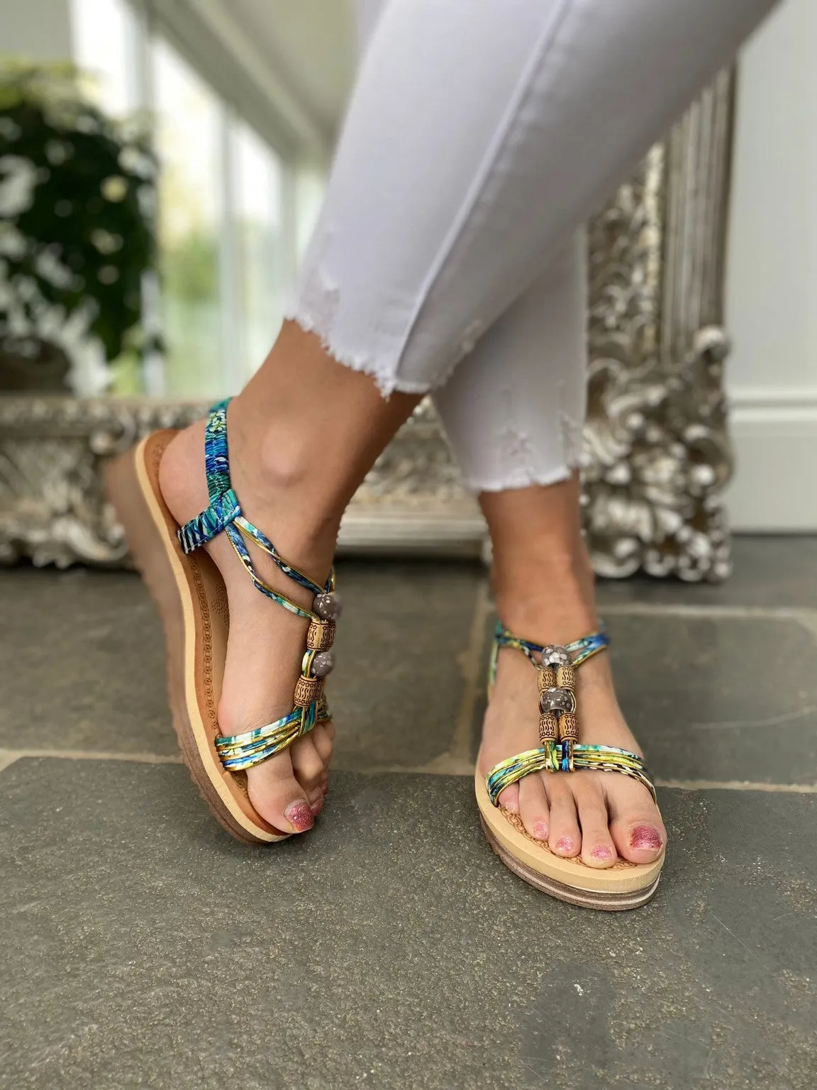 Multi Pattern Bead Sandals