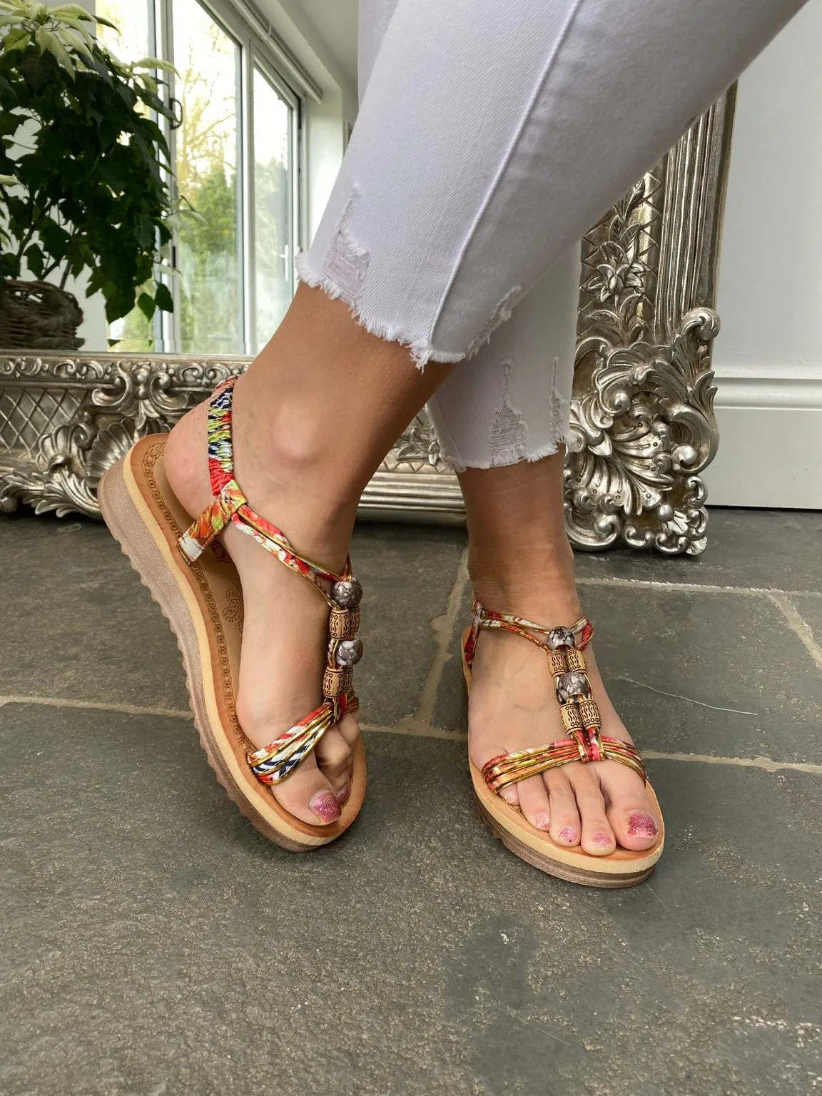 Multi Pattern Bead Sandals