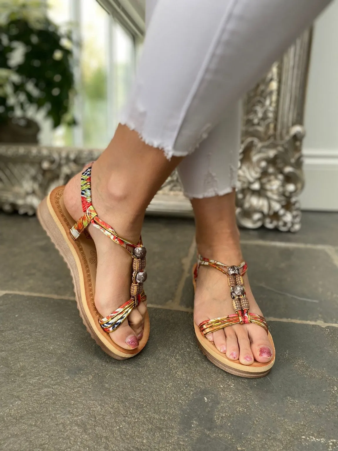 Multi Pattern Bead Sandals