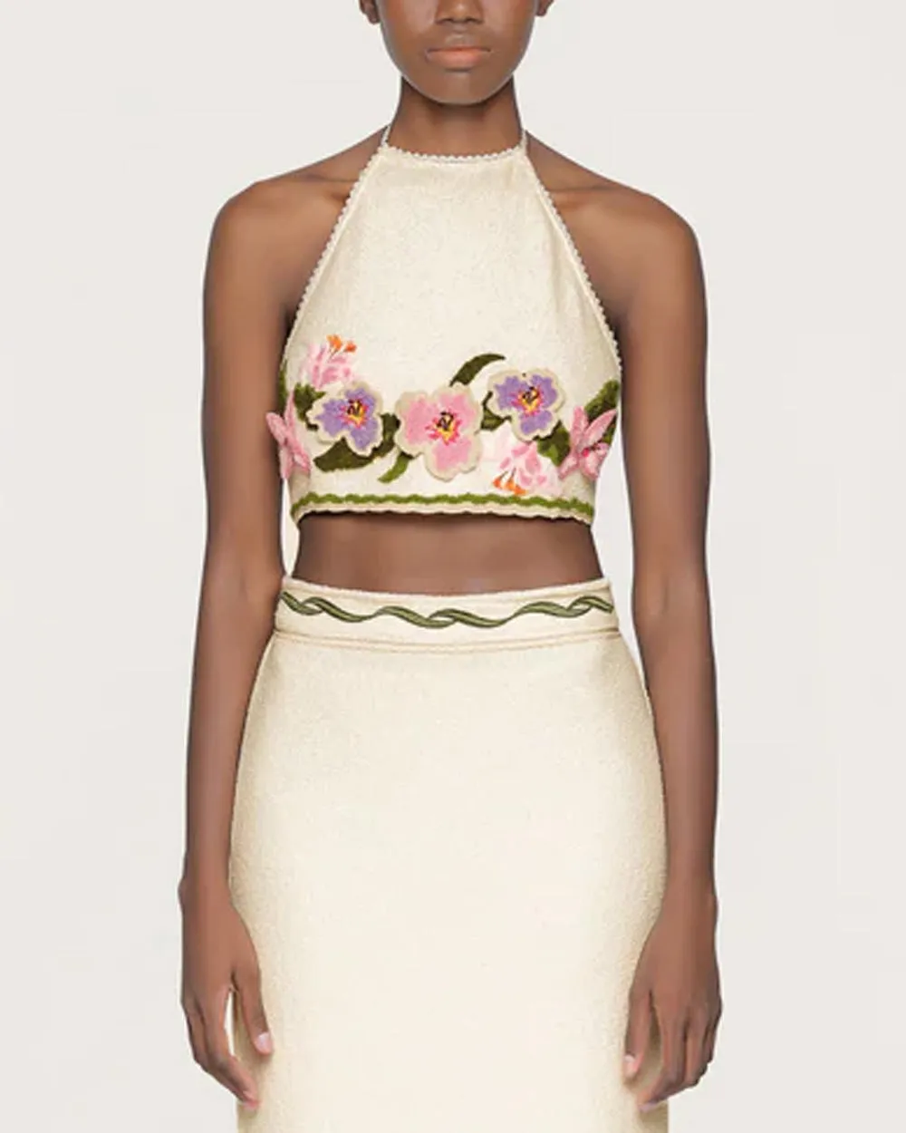 Multicolor Carlota Flora Halter Crop Top