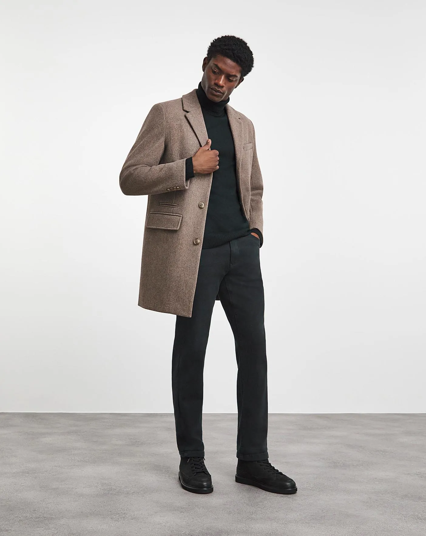 Neutral Marl Faux Wool Overcoat