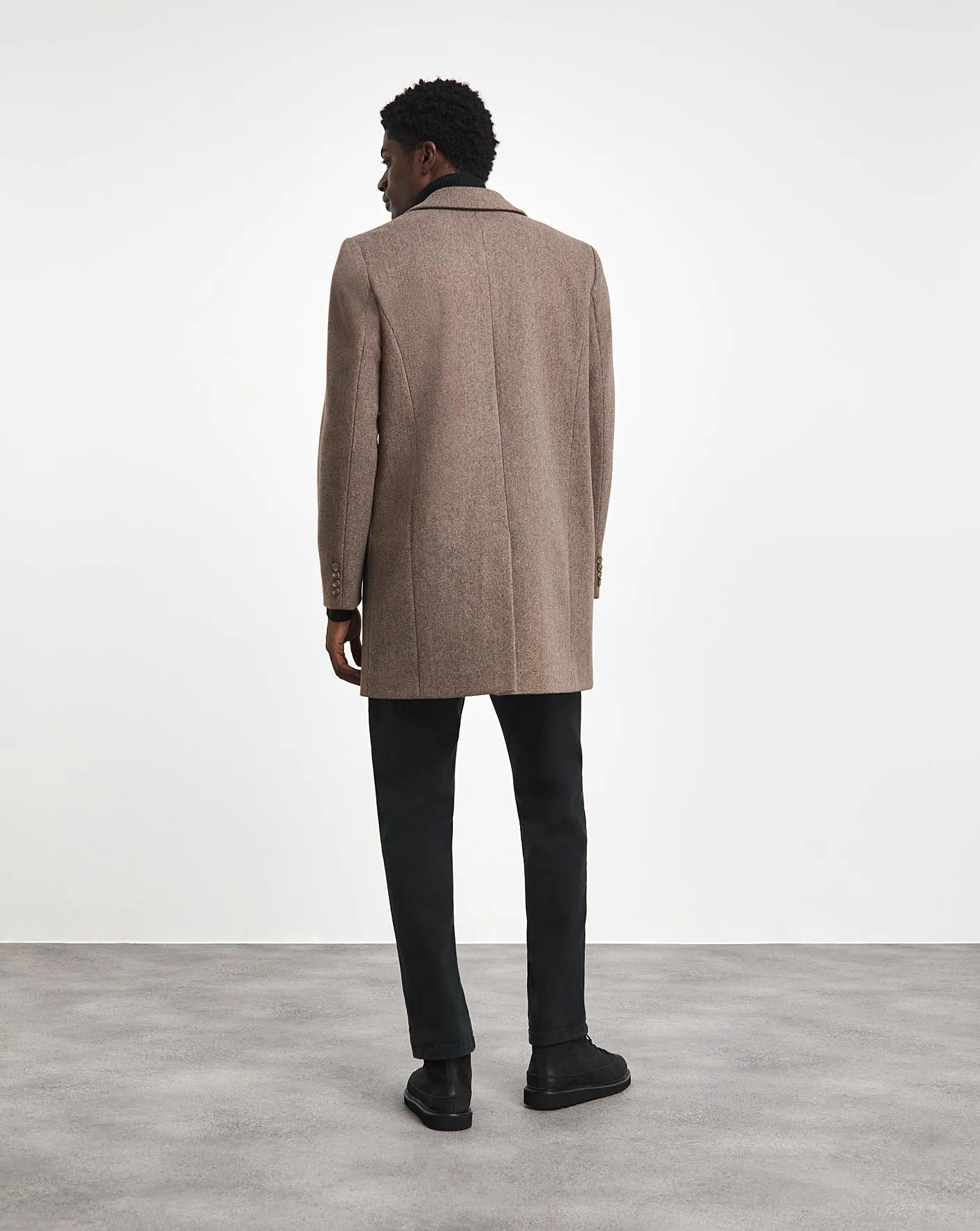 Neutral Marl Faux Wool Overcoat