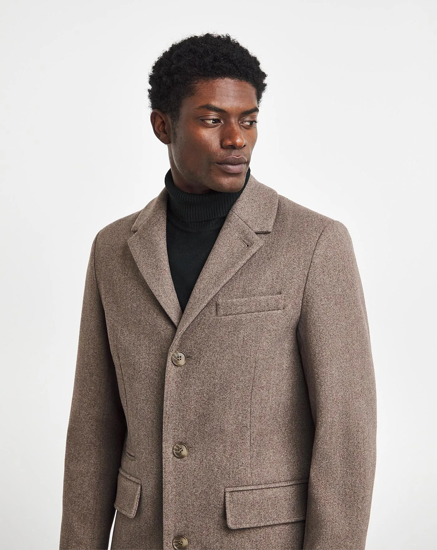 Neutral Marl Faux Wool Overcoat