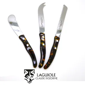 NEW Claude Dozorme Three Piece Laguiole Knife Gift Set Flake Tortoise