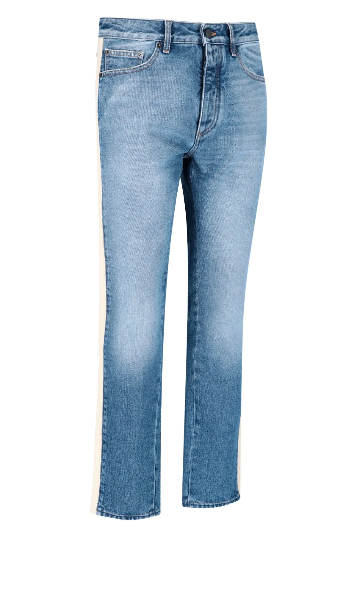 Palm Angels Logo Patch Straight Leg Jeans