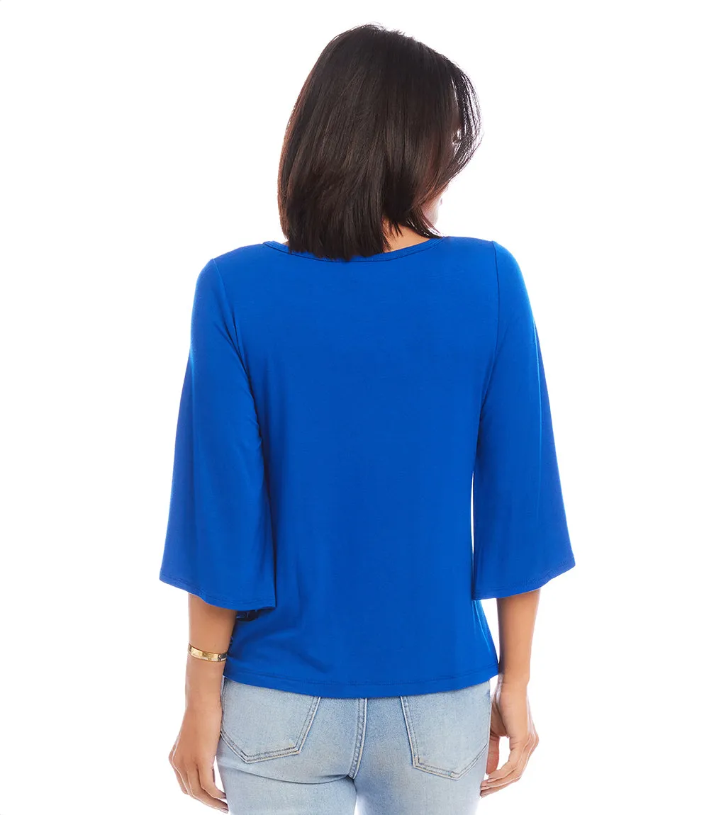 Petite Size Flare Sleeve Pick-Up Top