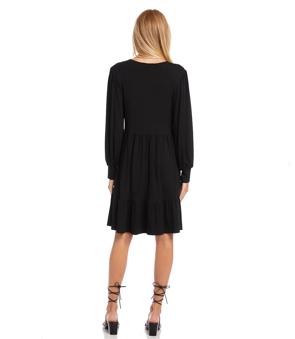 Petite Size Long Sleeve Tiered Dress