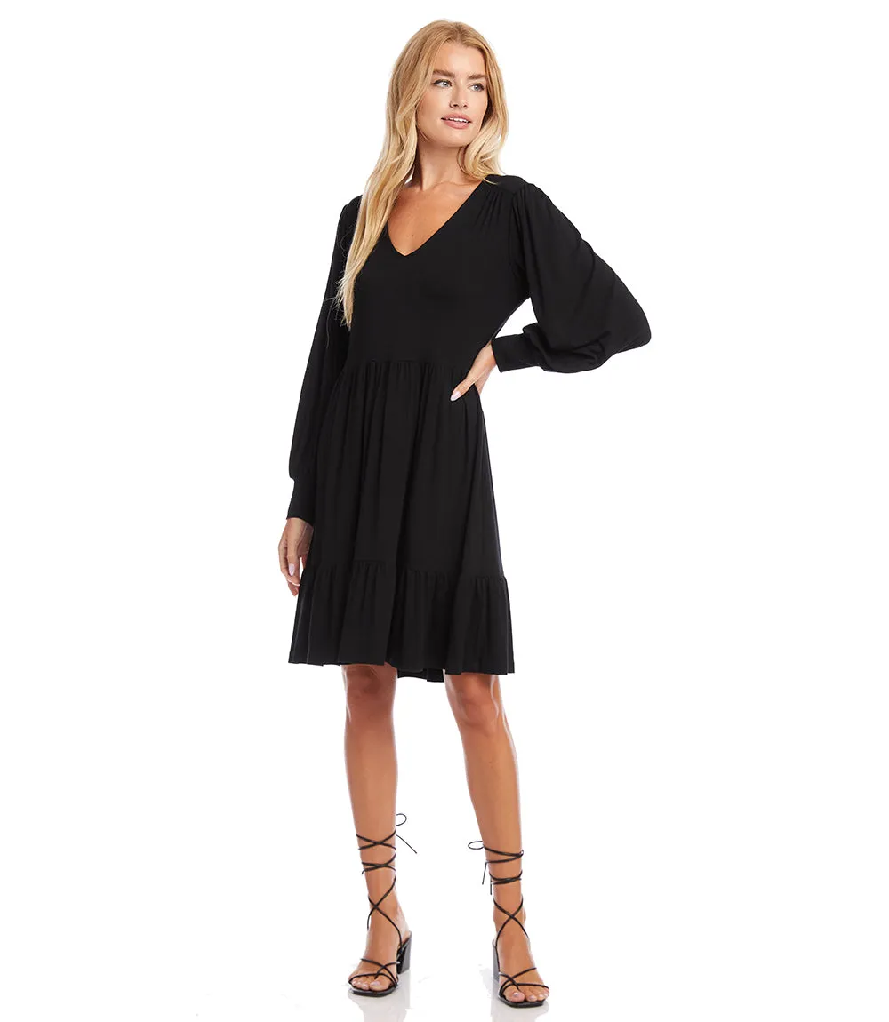 Petite Size Long Sleeve Tiered Dress