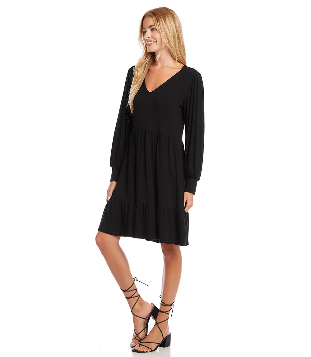 Petite Size Long Sleeve Tiered Dress