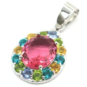 Petite Size Multi-Color Tourmaline Pendant Necklace