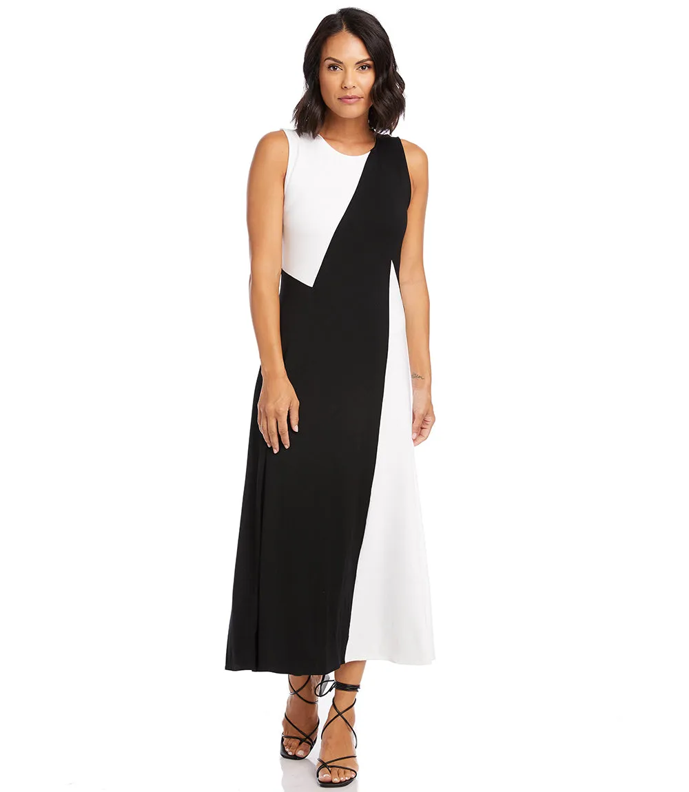 Petite Size Sleeveless Colorblock Dress