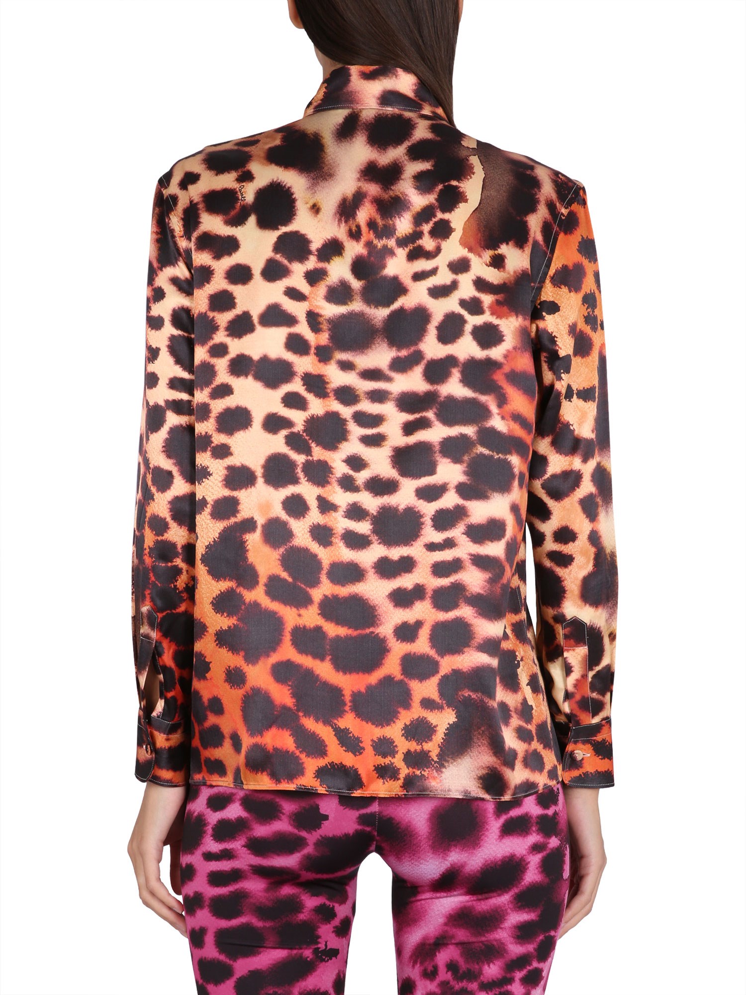 ROBERTO CAVALLI    SILK BLEND SHIRT WITH ANIMAL PRINT