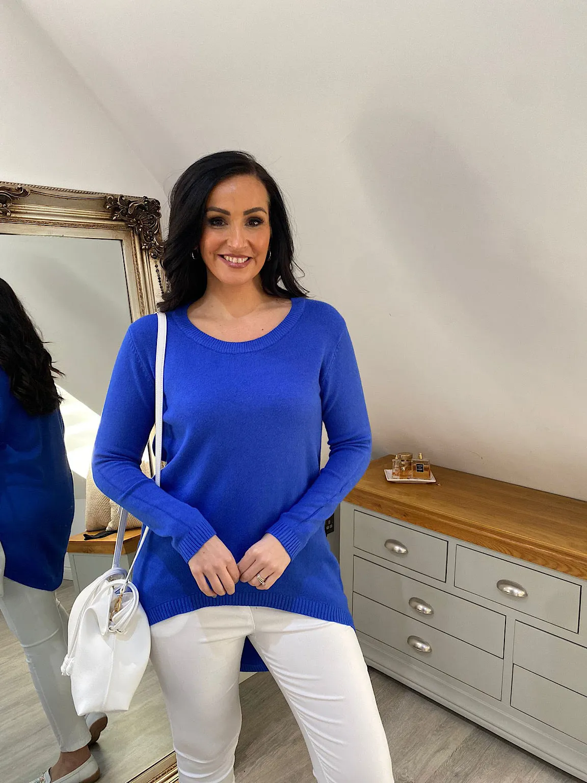 Royal Blue Ribbed Trim Jumper Mila