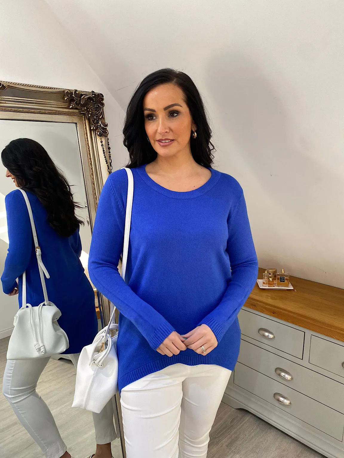 Royal Blue Ribbed Trim Jumper Mila