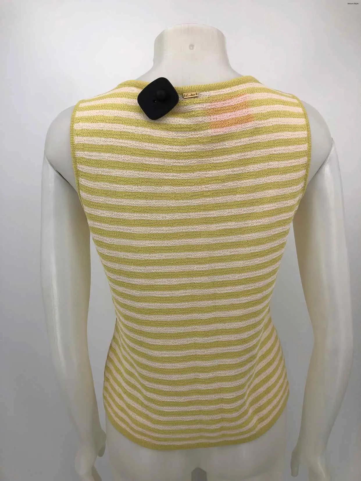 ST. JOHN White Green Knit Striped Tank Size SMALL (S) Top