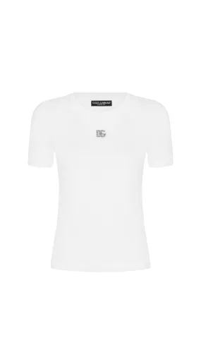 T-shirt with DG Crystal Logo - White