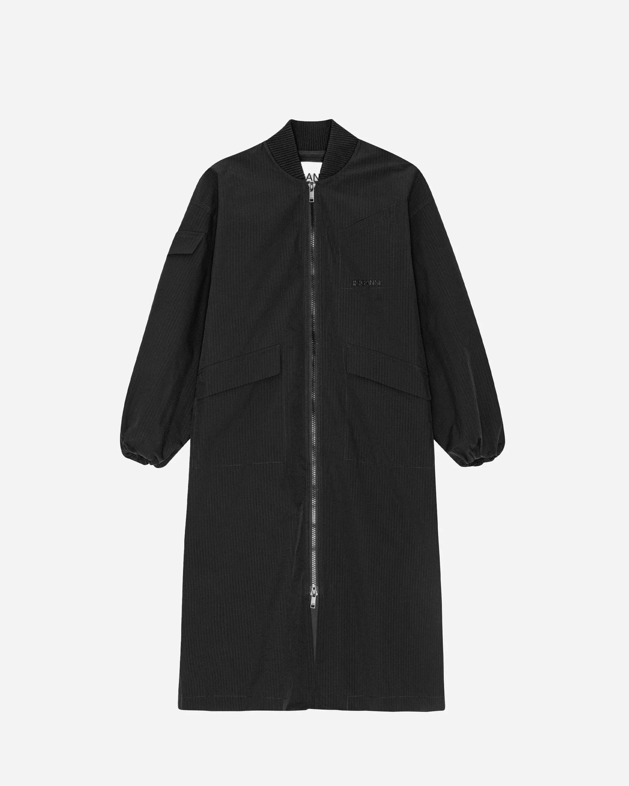 Tech Seersucker Oversized Shell Coat