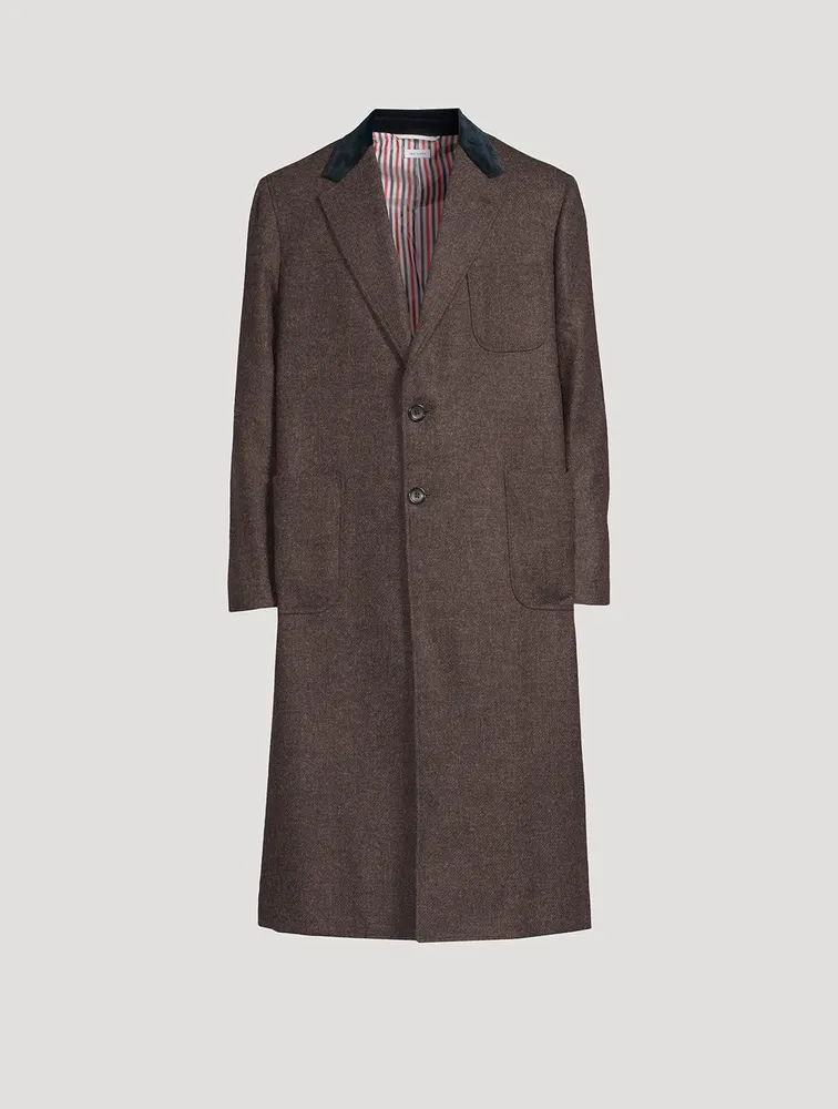 THOM BROWNE Shetland Elongated Sack Overcoat