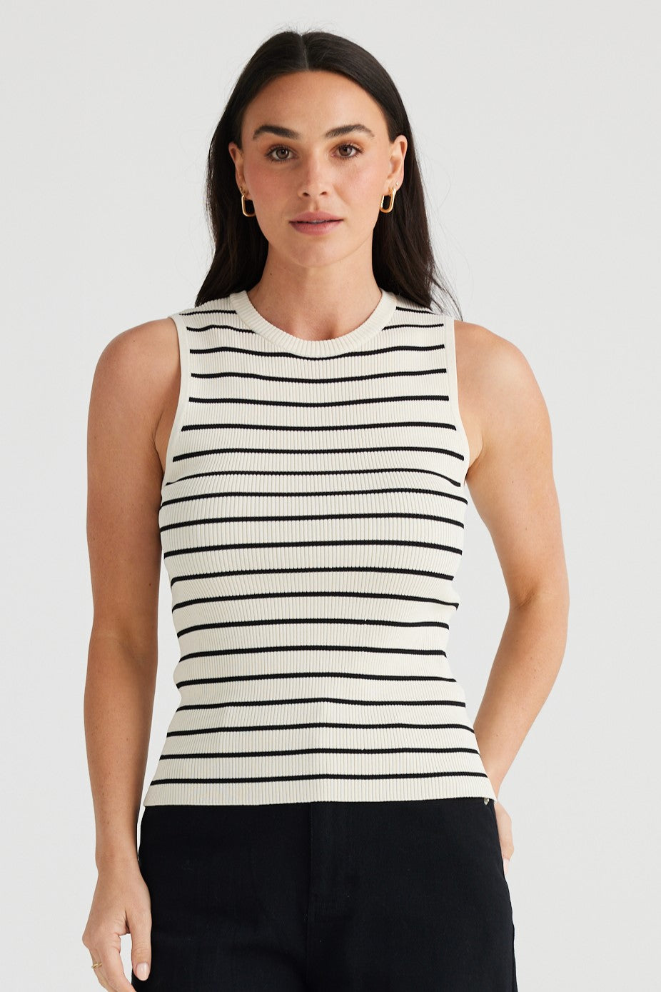 Tori Thin Stripe Tank - White Black