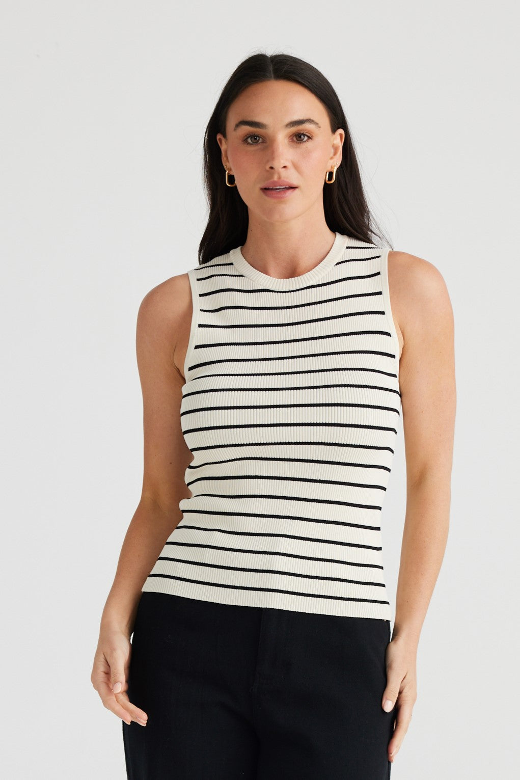 Tori Thin Stripe Tank - White Black