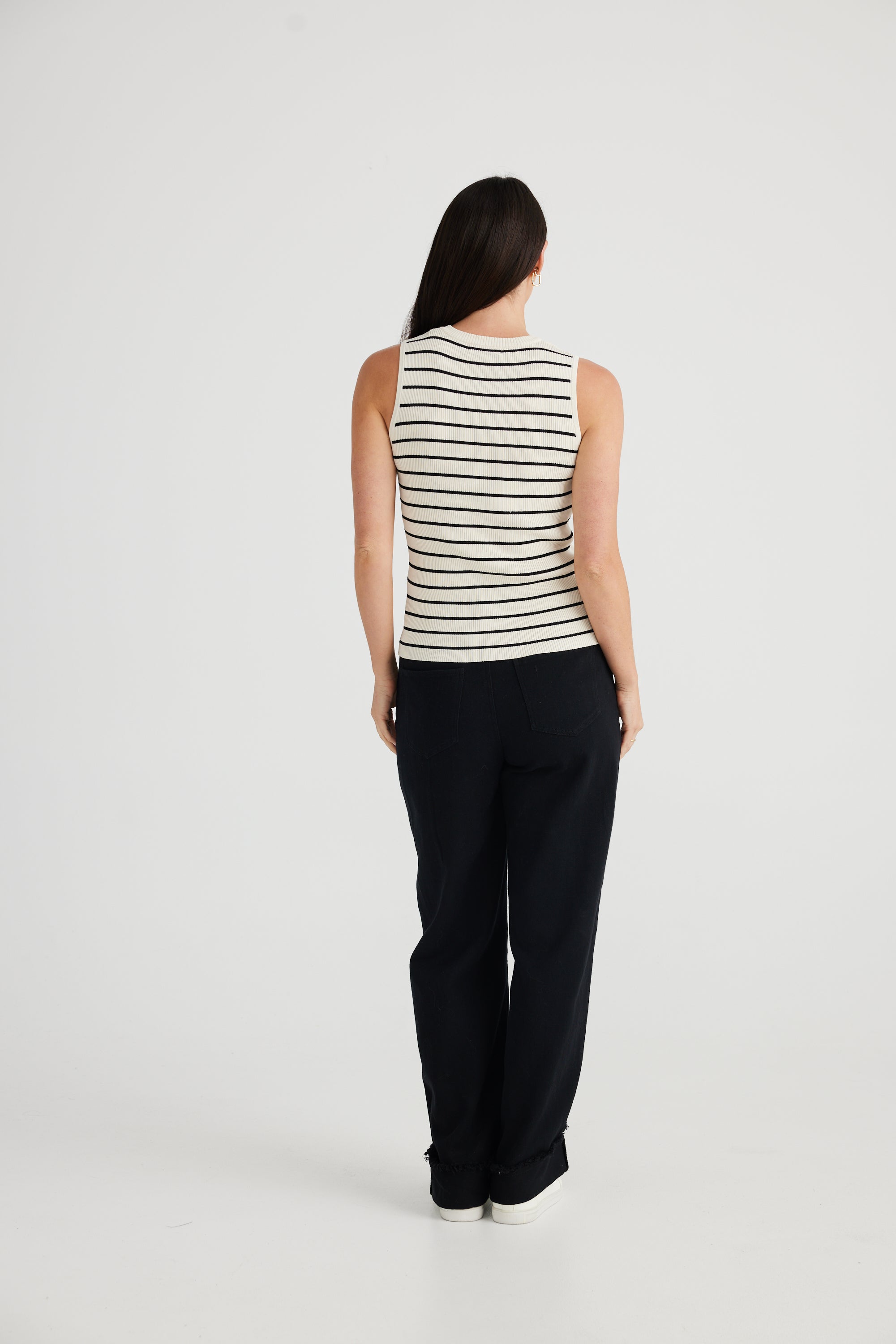 Tori Thin Stripe Tank - White Black