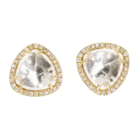 Trinity Stud Earrings With Diamonds - White Topaz