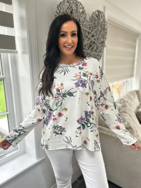 Vanilla Floral Sequin Shoulder Top Tilly