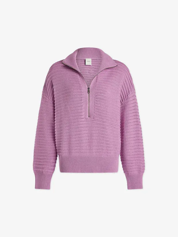 Varley - Tara Pointelle Half-Zip Knit - Smoky Grape