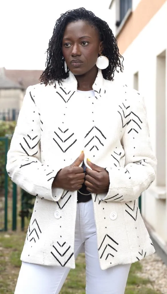 Veste blazer femme Kaarta en Bogolan tissé du Mali