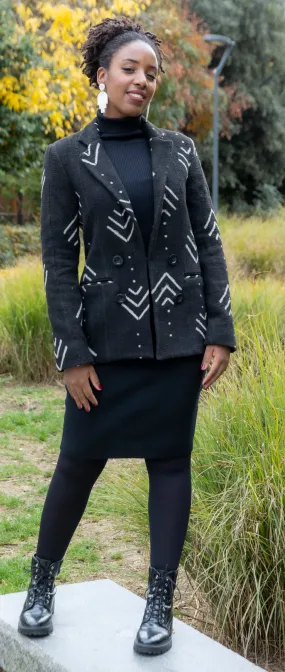 Veste blazer femme Kaarta en Bogolan tissé du Mali