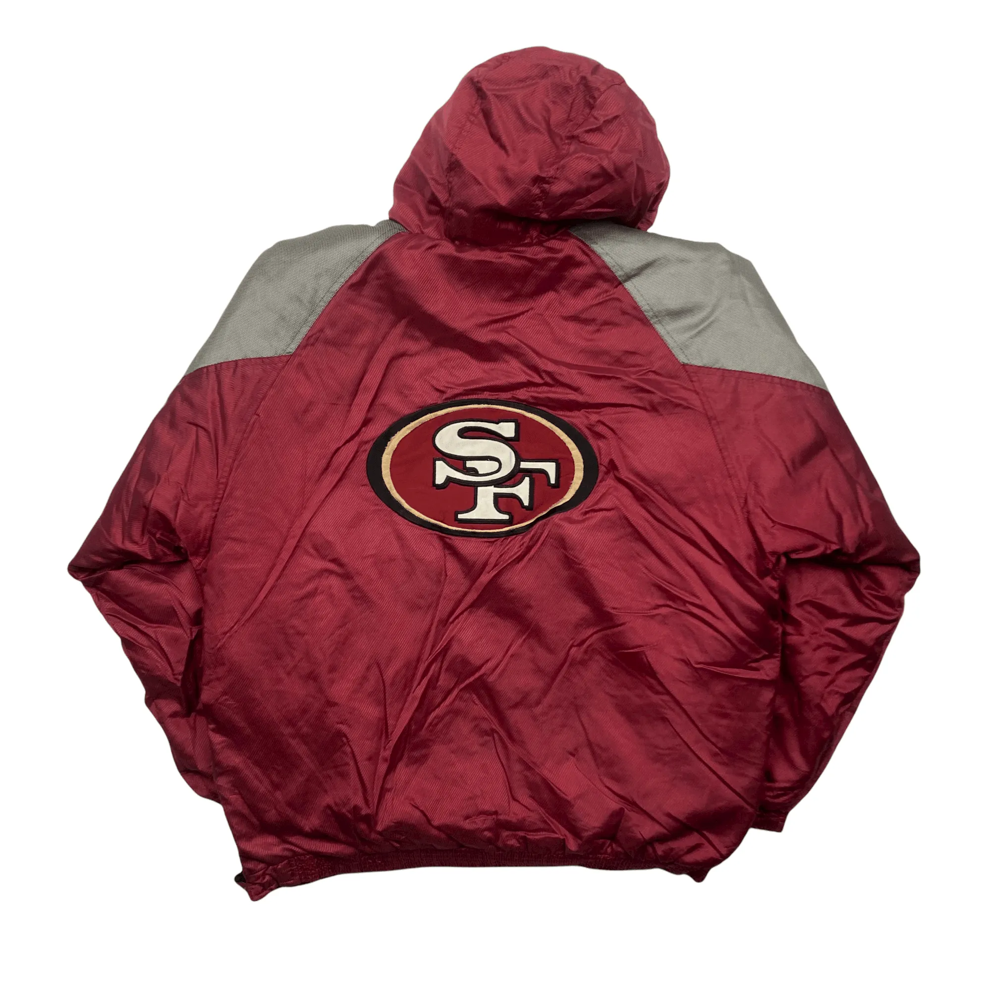 Vintage 90s Burgundy + Grey San Francisco 49ers Quarter Zip Pullover Coat/ Jacket - Extra Large