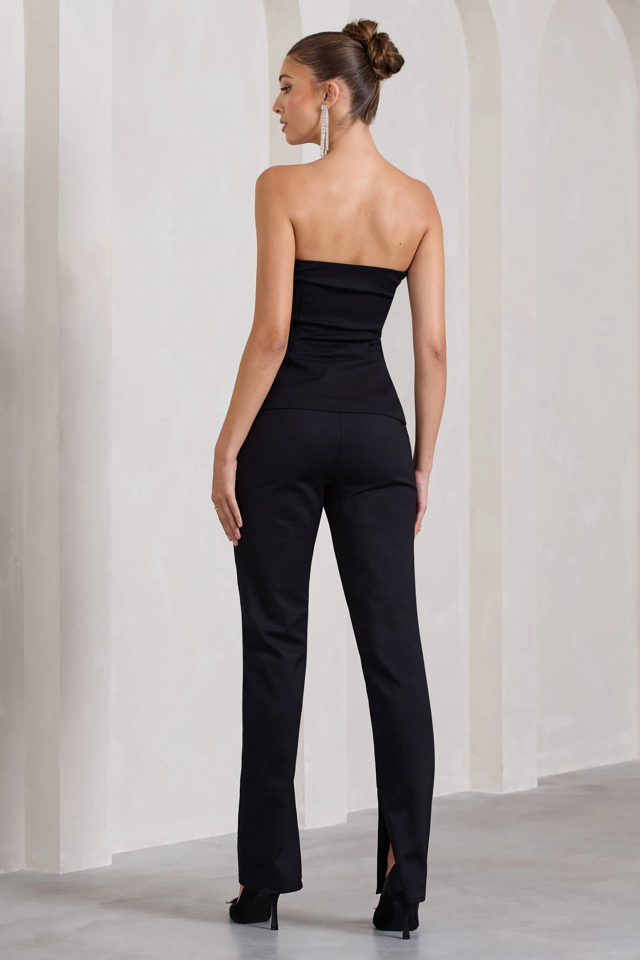 Walk That Walk | Black High-Waisted Flared-Leg Trousers