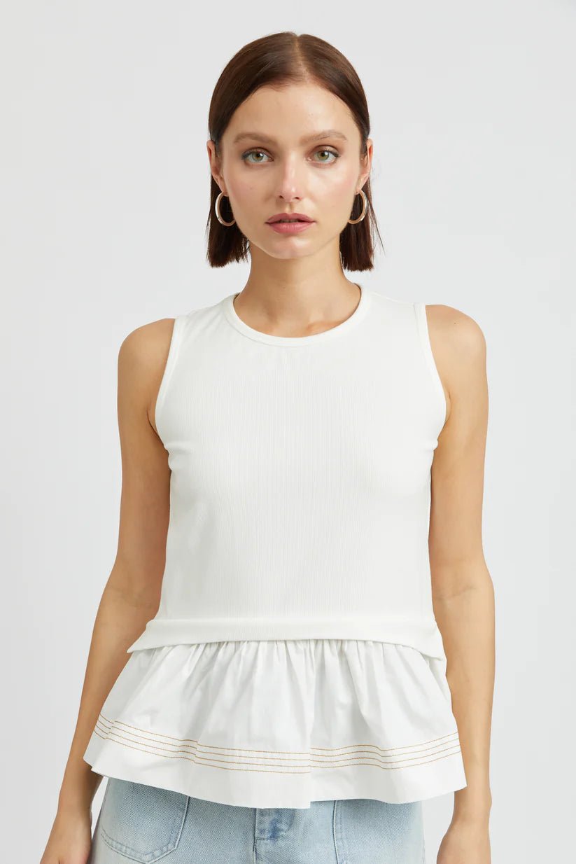 White Ruffle Tank