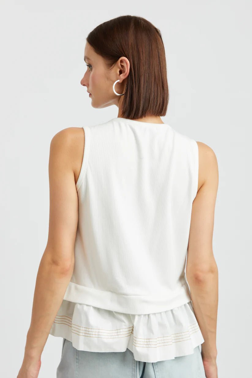 White Ruffle Tank