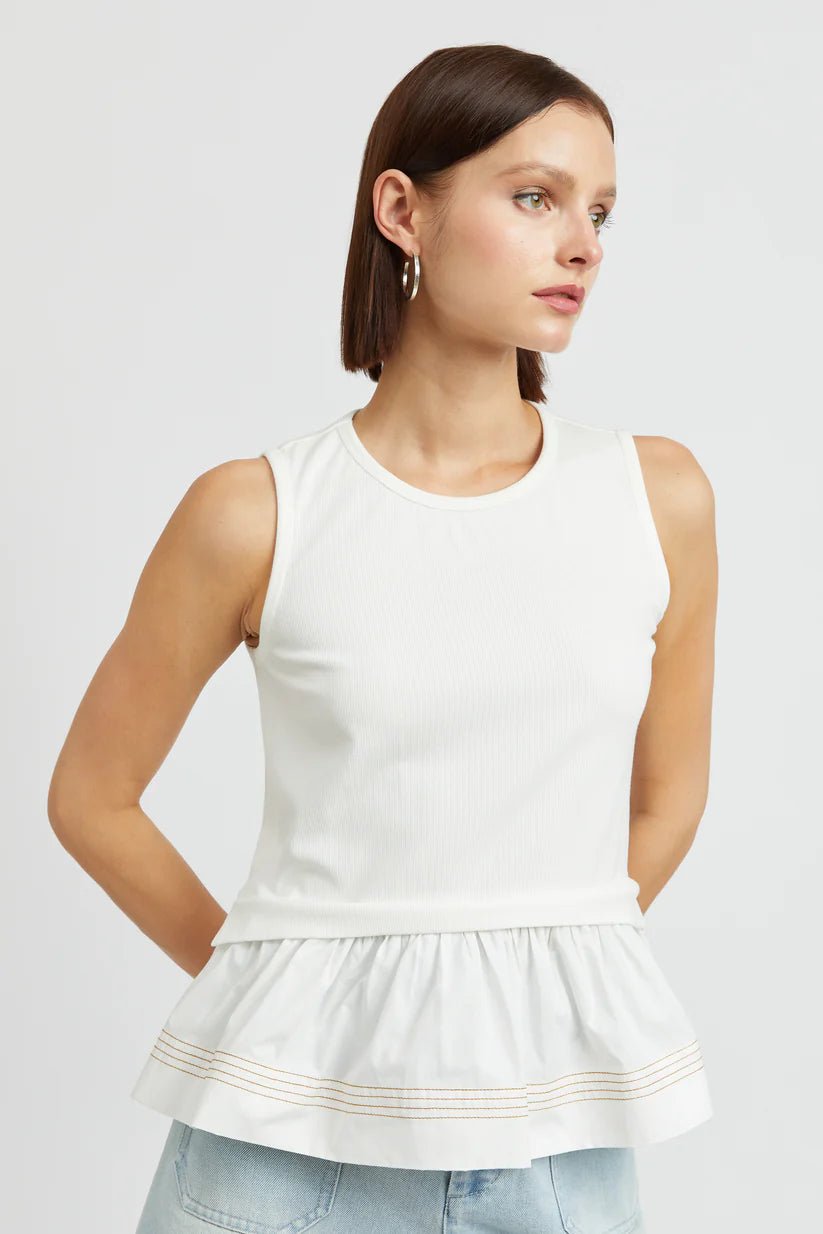 White Ruffle Tank