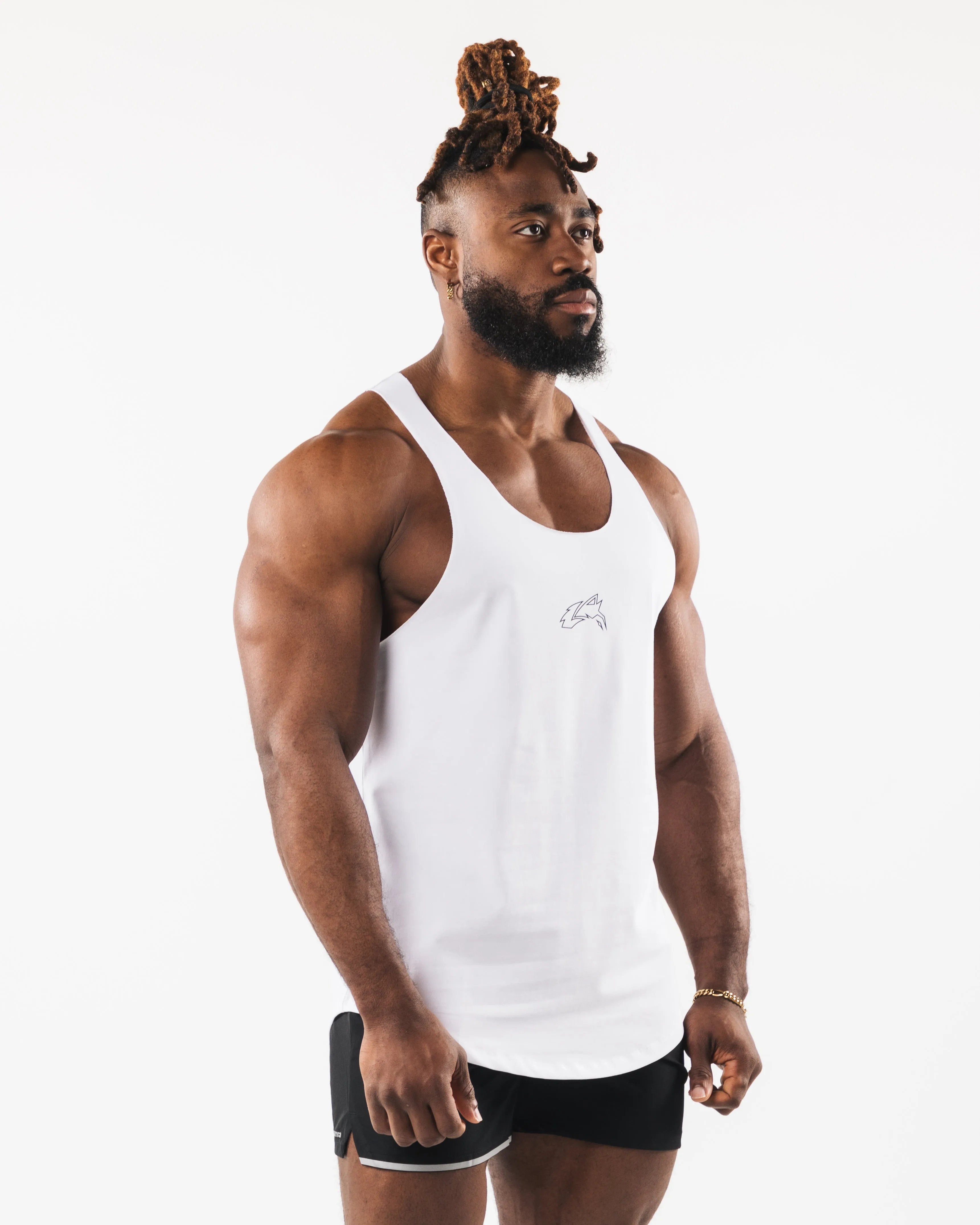 Wolf Head Raw Cut Tank - White