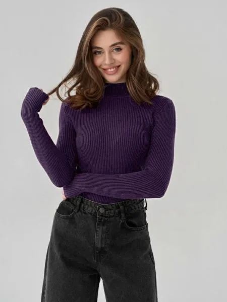 Women's semi-high neck slim fit sweater